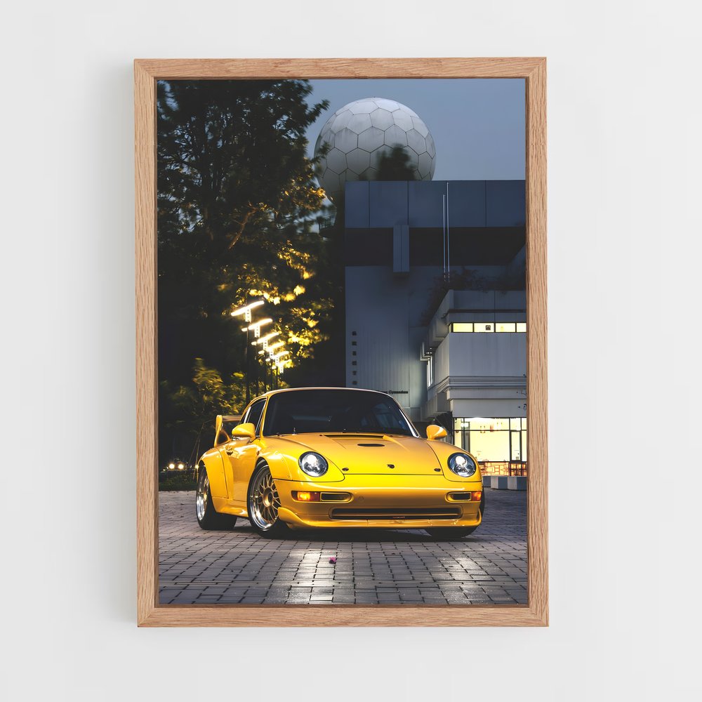 Poster Turbo Jaune – affiche Porsche (vue 4)